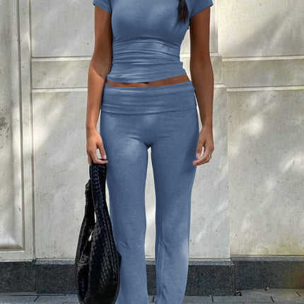 Short Sleeved Wide Leg Pants