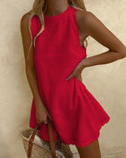 Sexy Solid Color Sleeveless Loose Women's Vest Dress