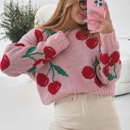 Jacquard Casual Loose Long Sleeve Knitwear