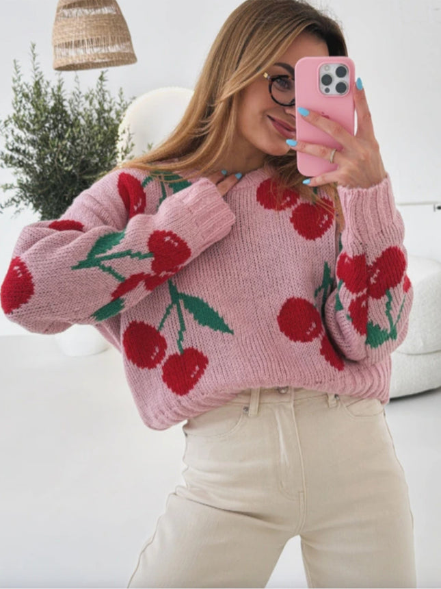 Jacquard Casual Loose Long Sleeve Knitwear