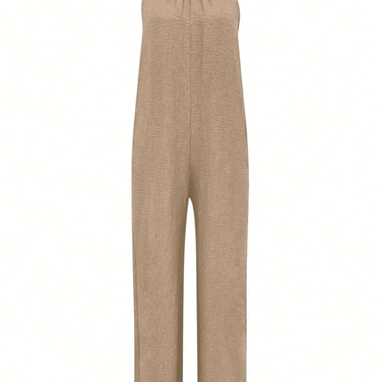Sleeveless Halter Ruffled Young Women's Jumpsuit
