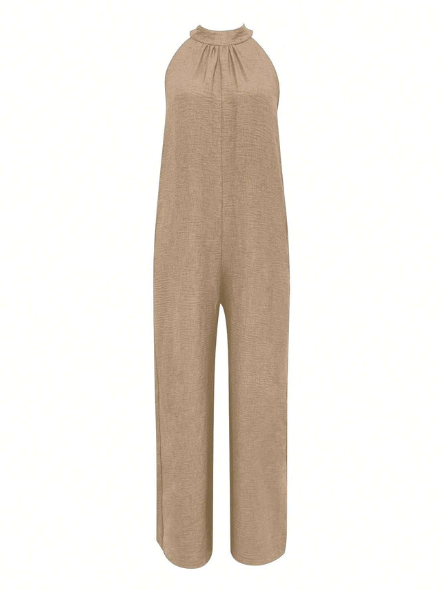 Sleeveless Halter Ruffled Young Women's Jumpsuit
