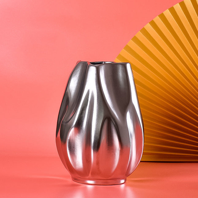 Nordic Model Room Transparent Silver-plated Ceramic Vase