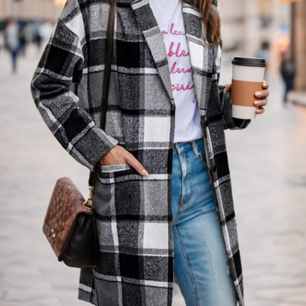 Women's Casual Hooded Plaid Jacket