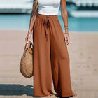 Women's Elastic High Waist Wide Leg Pants, Casual Loose Fit Trousers For Business & Everyday Wear