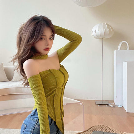 One-shoulder Halterneck Sweater Women Summer