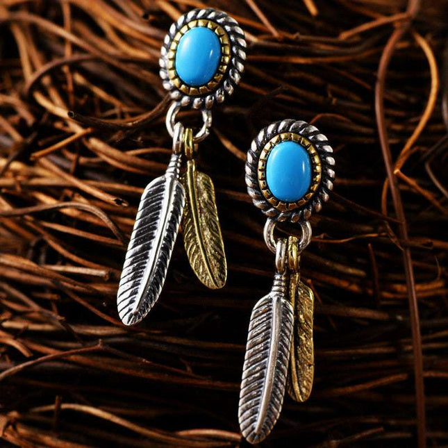Sterling Silver Vintage Indian Feather Earrings