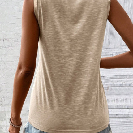 Block Edge Decor Casual Tank Top