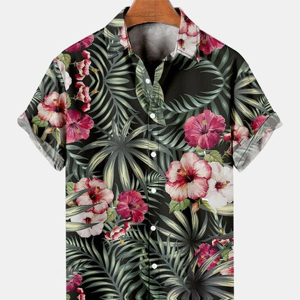 Summer Flower Pattern Seaside Men's Clothing Print Shirt