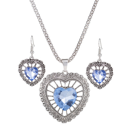Vintage Crystal Rhinestone Double Heart Set