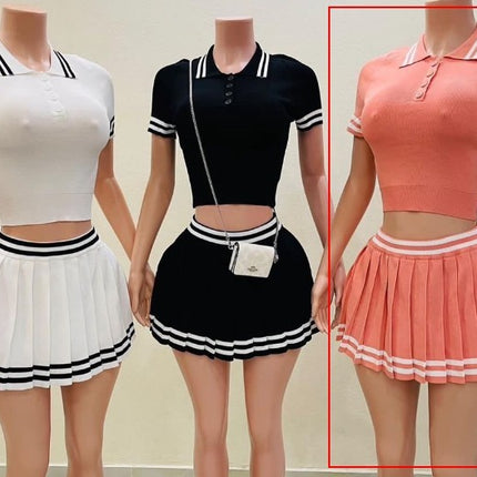 Casual Set Trendy Tops Pleated Skirt Two-piece Set