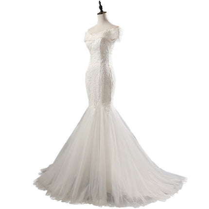 One shoulder bride fishtail wedding dress