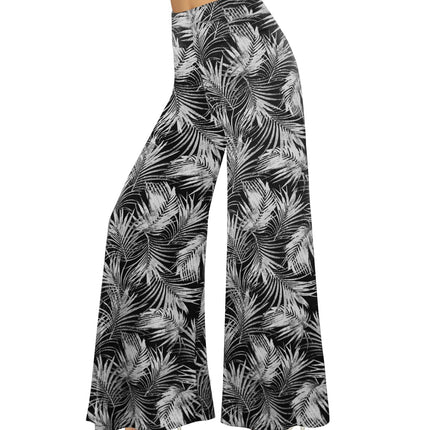 Wide-leg Trousers - Skirt Printed With White Leaves