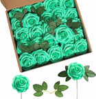 Foam Pe Rose Fake Flower With Rod And Leaf 25 Wedding Decoration Flowers Valentine's Day Gift