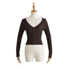 American Hot Girl Pure Desire Sexy V-neck Single-breasted Long Sleeve Sweater