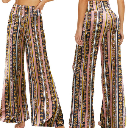 Wide-leg Pants - Skirt Printed With Pink Vintage Flowers