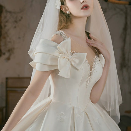 New Bride Vintage Satin Wedding Dress