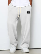 Waffle Straight Pants Fashion Brand Loose Loose  Drawstring Pockets Trousers Casual Men's Clothing