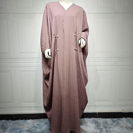 Muslim Women's Wear Modest Modern Fashion Turkish Striped Casual Plus Size Abaya Cardigan Robe