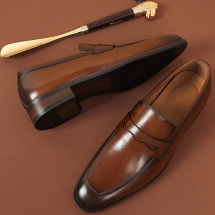 Men's Leather Shoes Business First Layer Cowhide Lazy