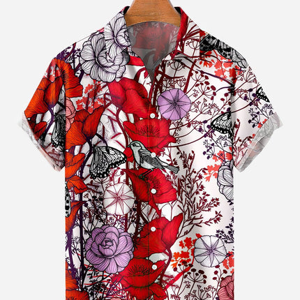 Summer Flower Pattern Seaside Men's Clothing Print Shirt