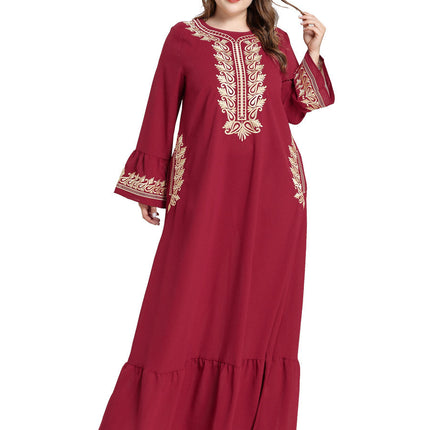 Fashion Arabian Plus Size Women's Embroidered Pockets And Muslim Long Skirt