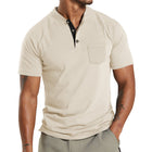 Plus Size Men's Short Sleeve Button Pocket T-shirt Polo