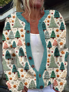 Cardigan Sweater Coat Single Row Button Sweater Printing