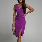 Summer V-neck Sleeveless Split Dress Fashion Slim High Waist Party Club Clothing For Women