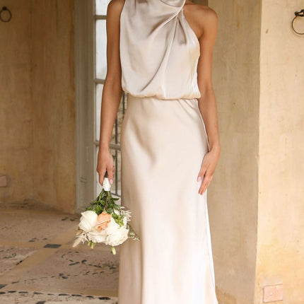 Sleeveless Halter Neck Dress Summer Fashion Temperament Evening Dresses For Women Clothing