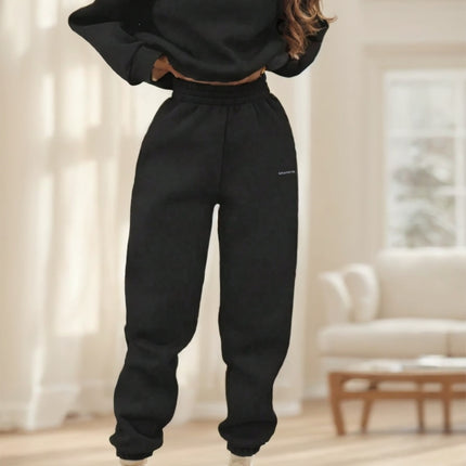 2pcs Women's Casual Letter Print Sweatshirt And Sweatpants Set