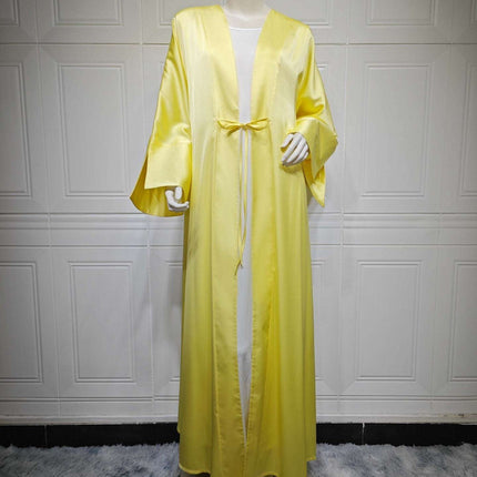 Middle East Muslim Robe Fashion Satin Soft Dress
