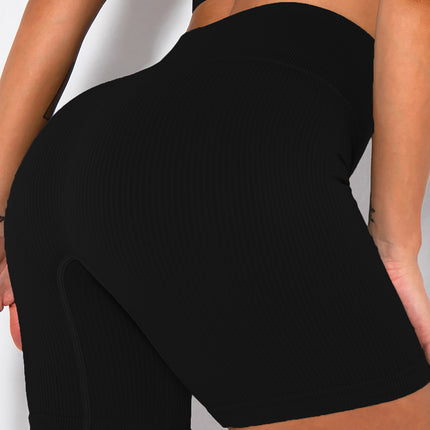 Yoga Shorts Ribbed Seamless Workout High Waist Athletic Leggings Suitable For Yoga Fitness, Workout Shorts Yoga Seamless Ribbed High Waisted Spandex Booty Biker Shorts