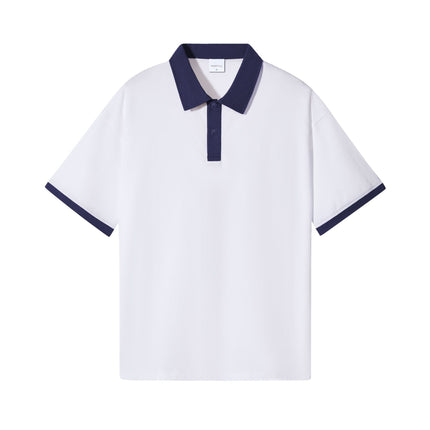 Japanese Fashion Brand Casual Contrast Color Lapel Short Sleeve