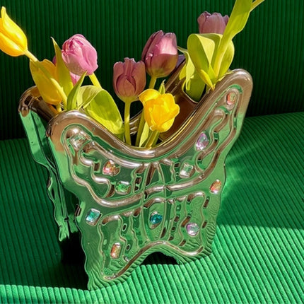 Silver Electroplated Aromatherapy Diffuse Butterfly Flower Arrangement Vase