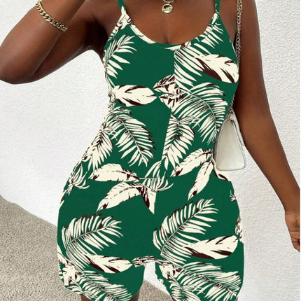 Women Casual All-Over Floral Print Sleeveless Jumpsuit
