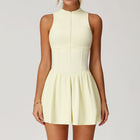 Women's Solid Color False Two-piece Stand Collar A- Line Dress