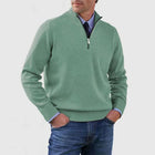 Men's Stand Collar Zipper Sweater Winter Fashion Solid Color Long Sleeve Knitted Top Clothing