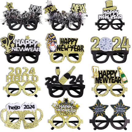 2024 New Year Party Funny Holiday Decorative Glasses Photo Props Glasses Frame