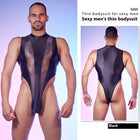 High Elastic Lightweight Stitching Body Shaping See-through Sexy Night Men Jump suit