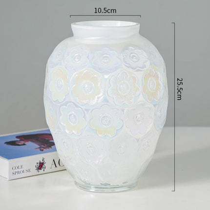 Embossed Crystal Glass Silver Lotus Vase