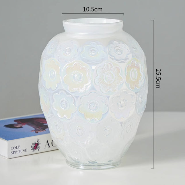 Embossed Crystal Glass Silver Lotus Vase