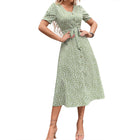 Women's Temperament Commute Casual Vacation Style Printed Knotted Dress