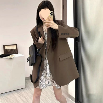 Solid Color Loose Casual Women's Suit Jacket
