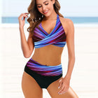 European And American Ladies Split Bikini Striped Tie-dye Hollow Bikini Swimsuit