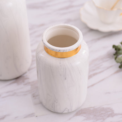 Marbling Golden Ceramic Vase Flower Home Decorative Crafts Home Ornament