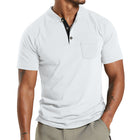 Plus Size Men's Short Sleeve Button Pocket T-shirt Polo