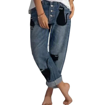New Jeans Loose Leisure All-matching Simple And Thin Half-length Pants Straight-leg Pants Women