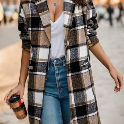 Women's Casual Hooded Plaid Jacket