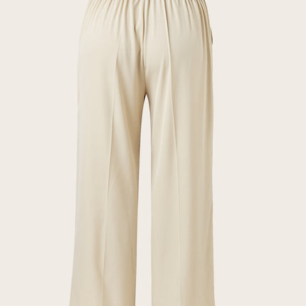 Women's Plus Size High Waist Straight Leg Trousers - Elegant, Polyester, Machine Washable, Casual Suit Pants For Women